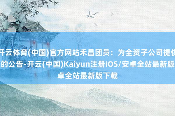 开云体育(中国)官方网站禾昌团员：为全资子公司提供担保的公告-开云(中国)Kaiyun注册IOS/安卓全站最新版下载