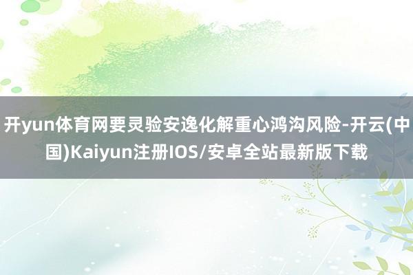 开yun体育网要灵验安逸化解重心鸿沟风险-开云(中国)Kaiyun注册IOS/安卓全站最新版下载